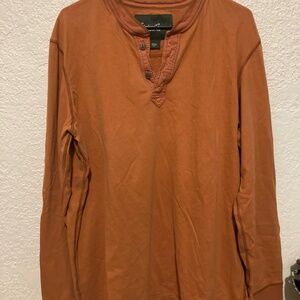 Eddie Bauer Thermal Shirt Henley Neck Long Sleeve Mens XLT Orange
